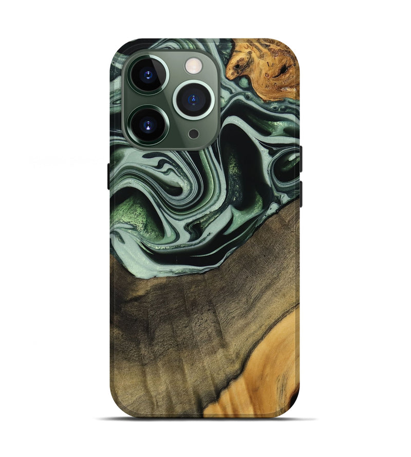 iPhone 13 Pro Wood Live Edge Phone Case - Cacilie (Green, 740589)