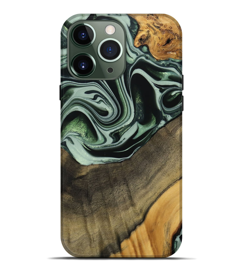 iPhone 13 Pro Max Wood Live Edge Phone Case - Cacilie (Green, 740589)