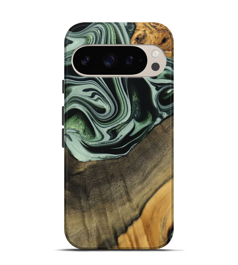 Pixel 9 Pro Wood Live Edge Phone Case - Cacilie (Green, 740589)