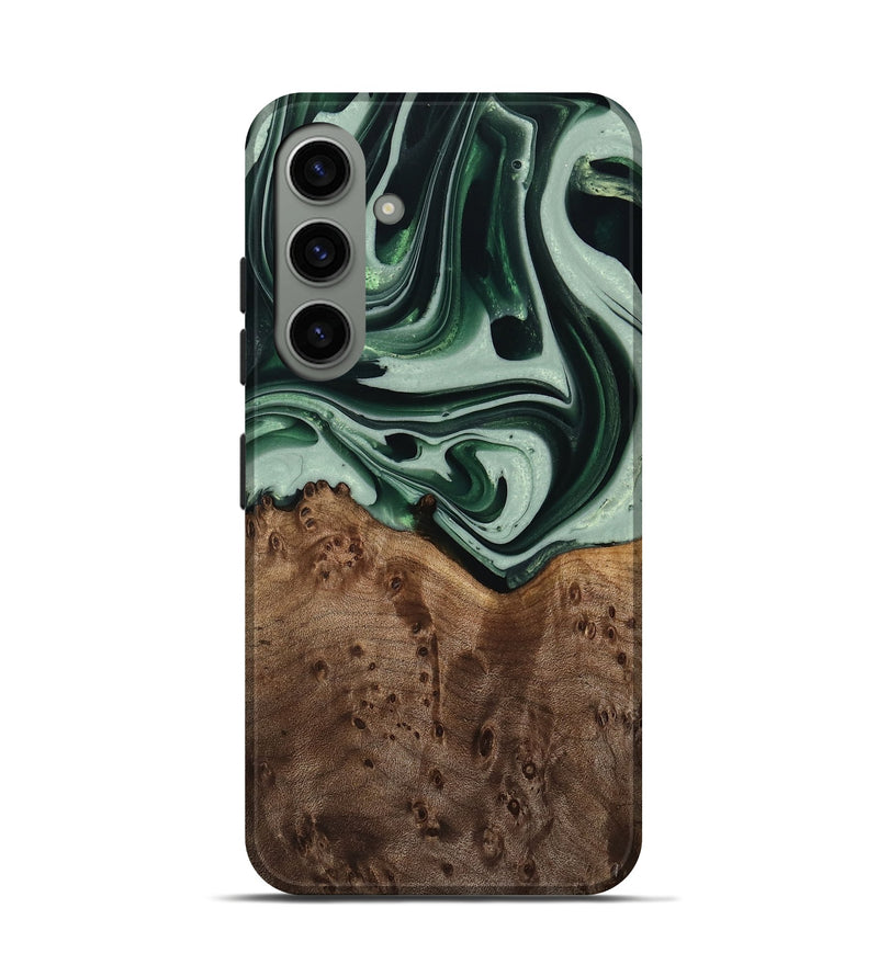 Galaxy S24 Wood Live Edge Phone Case - Moody (Green, 740593)