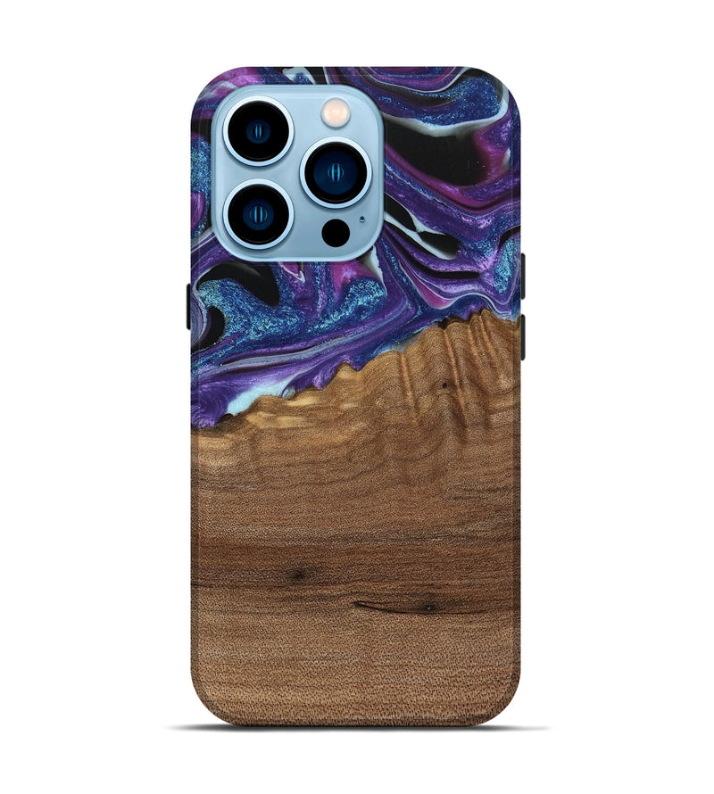 iPhone 14 Pro Wood Live Edge Phone Case - Issam (Purple, 740594)