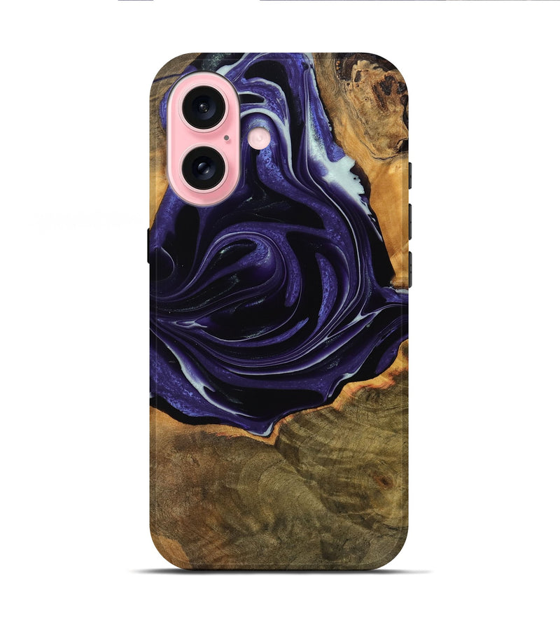 iPhone 16 Wood Live Edge Phone Case - Tamma (Purple, 740595)