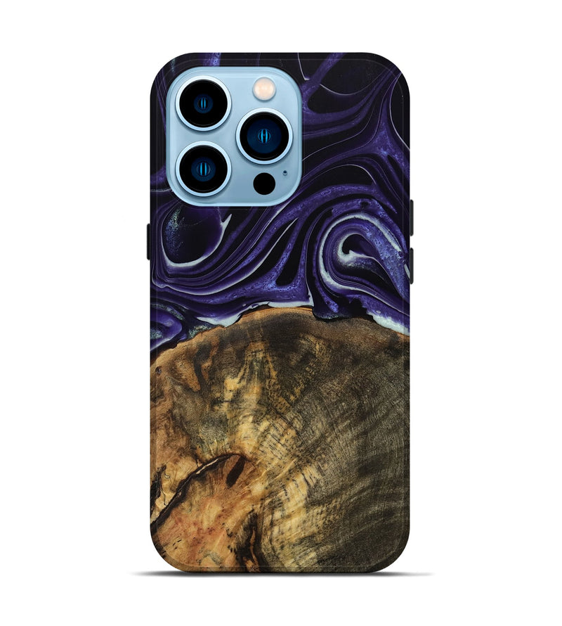 iPhone 14 Pro Wood Live Edge Phone Case - Essex (Purple, 740596)