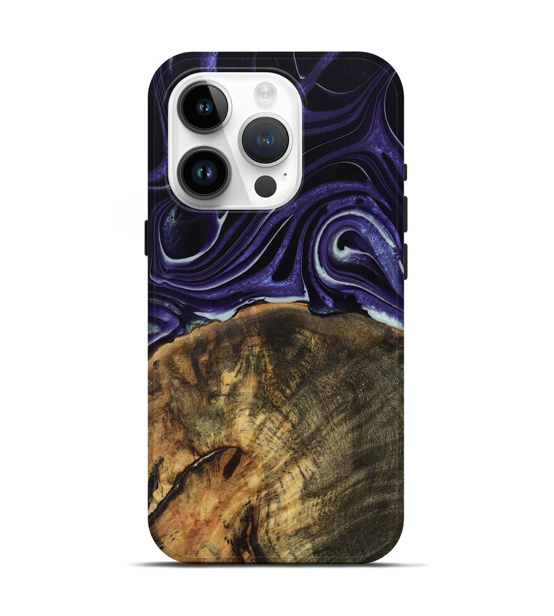 iPhone 15 Pro Wood Live Edge Phone Case - Essex (Purple, 740596)