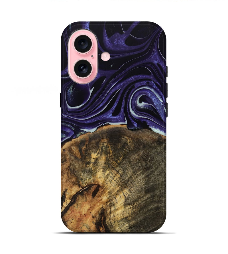 iPhone 16 Wood Live Edge Phone Case - Essex (Purple, 740596)