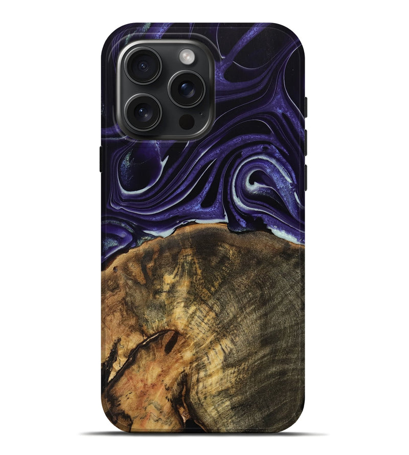 iPhone 16 Pro Max Wood Live Edge Phone Case - Essex (Purple, 740596)