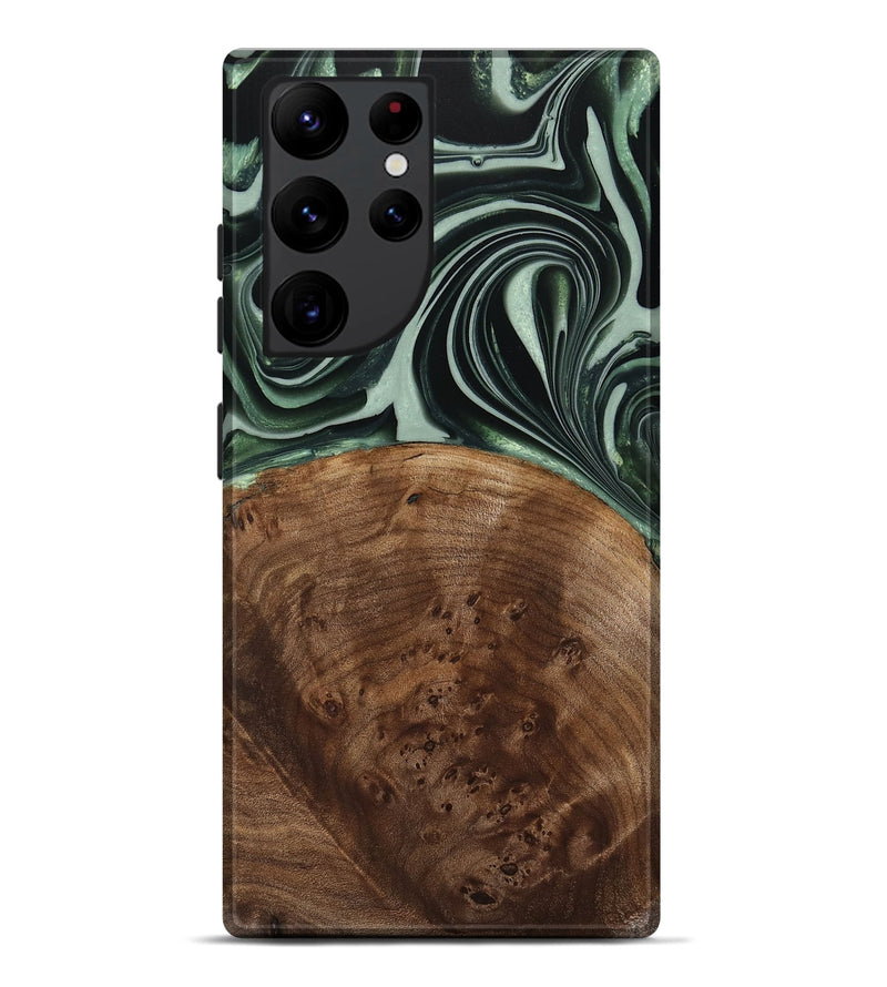 Galaxy S22 Ultra Wood Live Edge Phone Case - Sivo (Green, 740599)