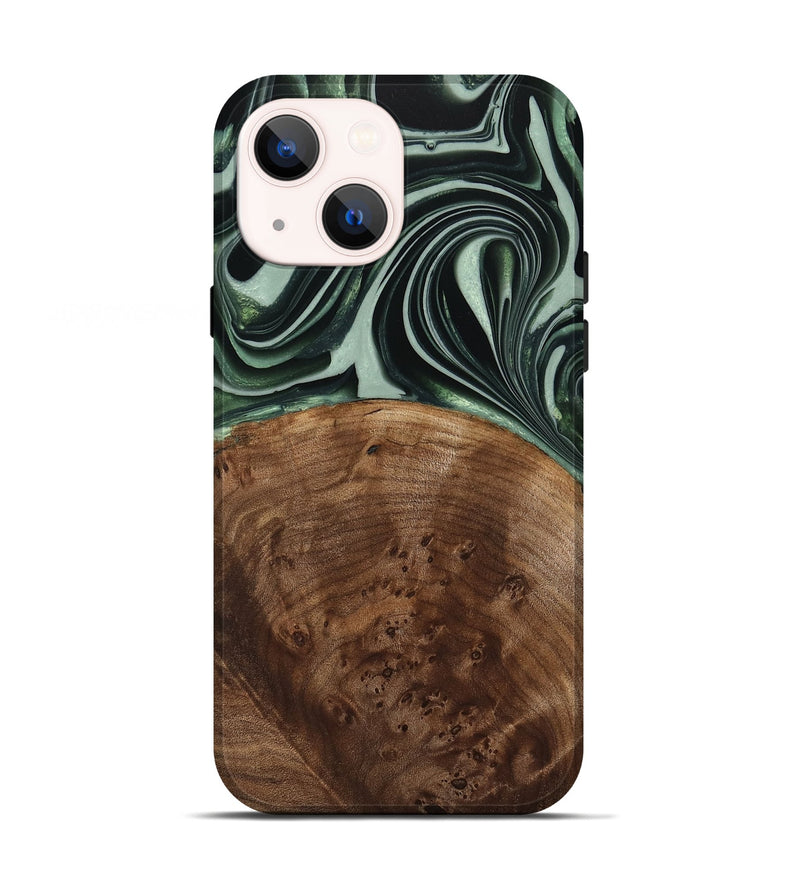 iPhone 13 Wood Live Edge Phone Case - Sivo (Green, 740599)