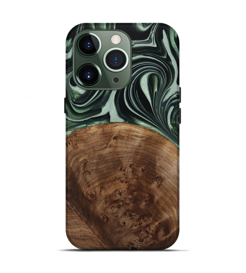 iPhone 13 Pro Wood Live Edge Phone Case - Sivo (Green, 740599)