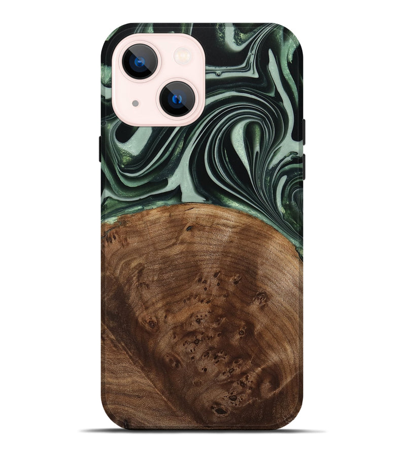 iPhone 14 Plus Wood Live Edge Phone Case - Sivo (Green, 740599)