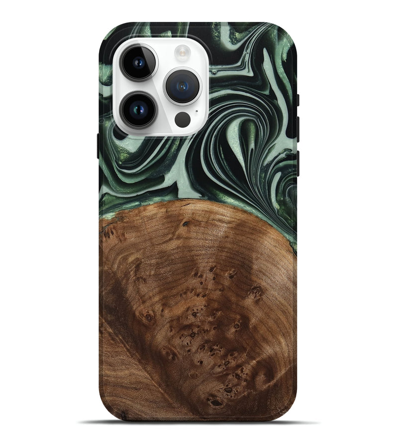 iPhone 15 Pro Max Wood Live Edge Phone Case - Sivo (Green, 740599)