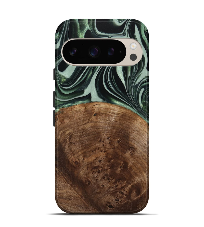 Pixel 9 Pro Wood Live Edge Phone Case - Sivo (Green, 740599)