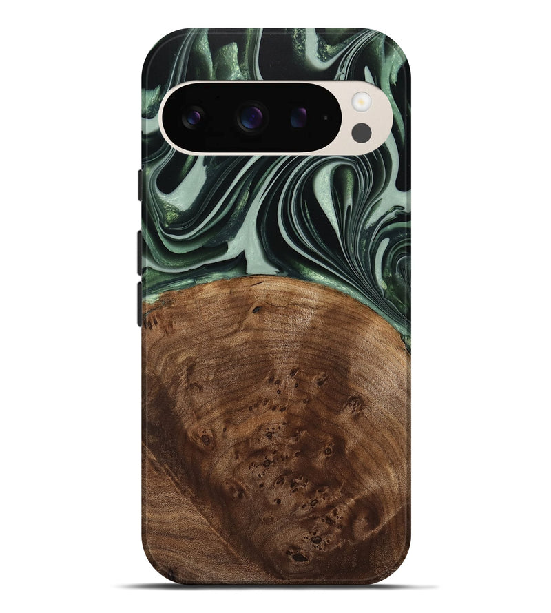 Pixel 9 Pro XL Wood Live Edge Phone Case - Sivo (Green, 740599)