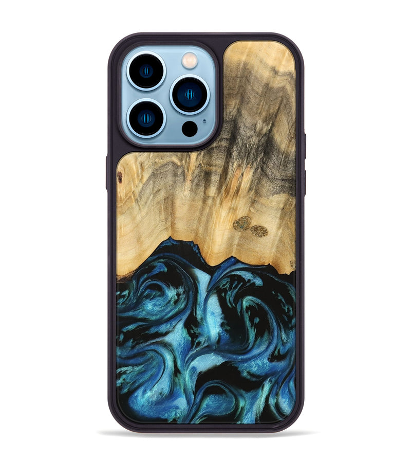 iPhone 14 Pro Max Wood Phone Case - Brionna (Blue, 740615)