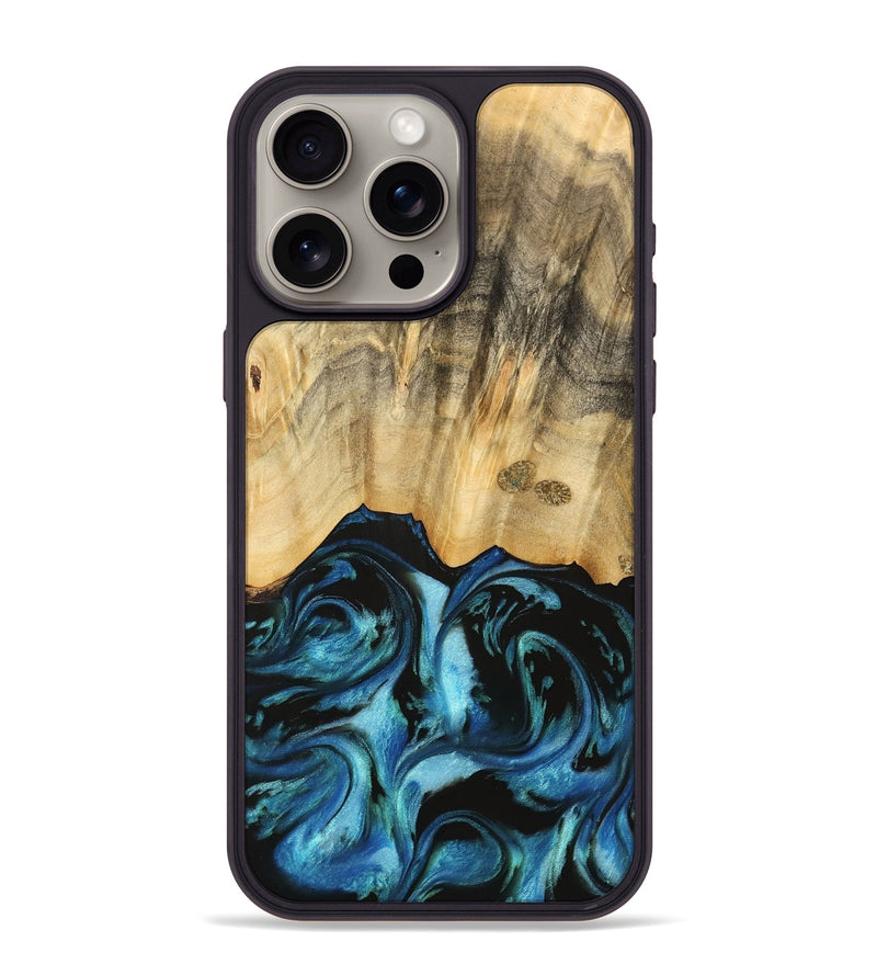 iPhone 15 Pro Max Wood Phone Case - Brionna (Blue, 740615)