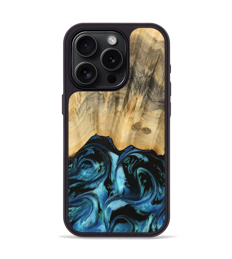 iPhone 15 Pro Wood Phone Case - Brionna (Blue, 740615)