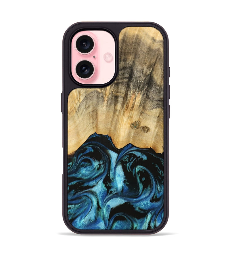 iPhone 16 Wood Phone Case - Brionna (Blue, 740615)