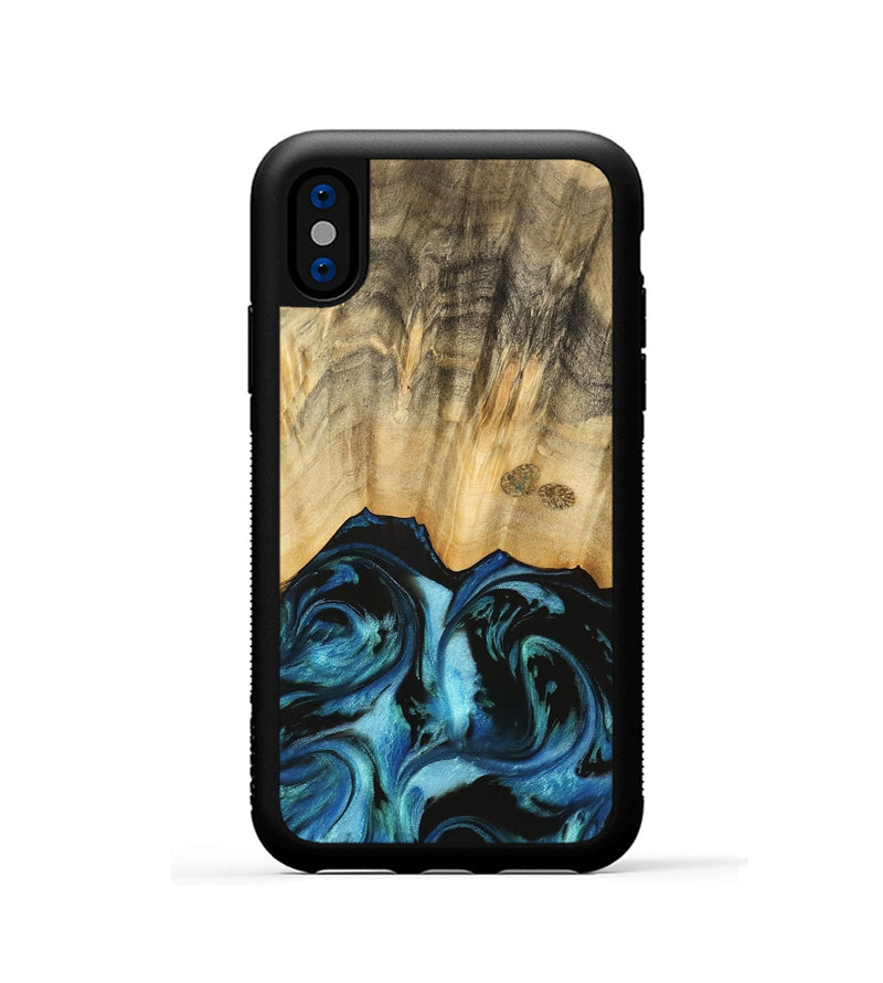 iPhone Xs Wood Phone Case - Brionna (Blue, 740615)