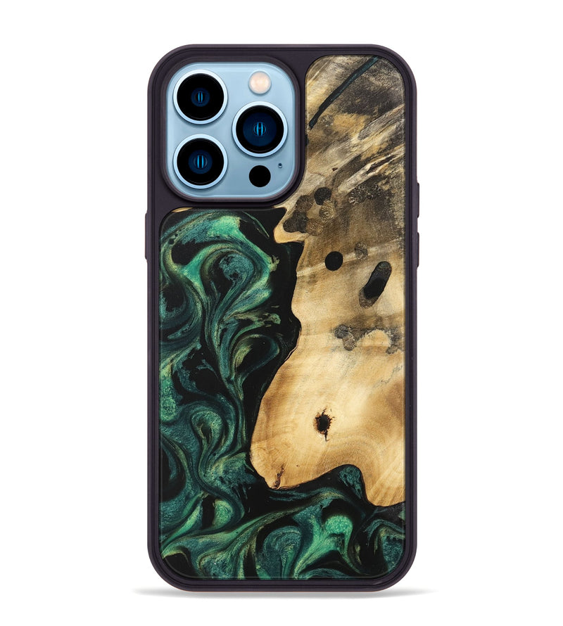 iPhone 14 Pro Max Wood Phone Case - Heidy (Green, 740620)