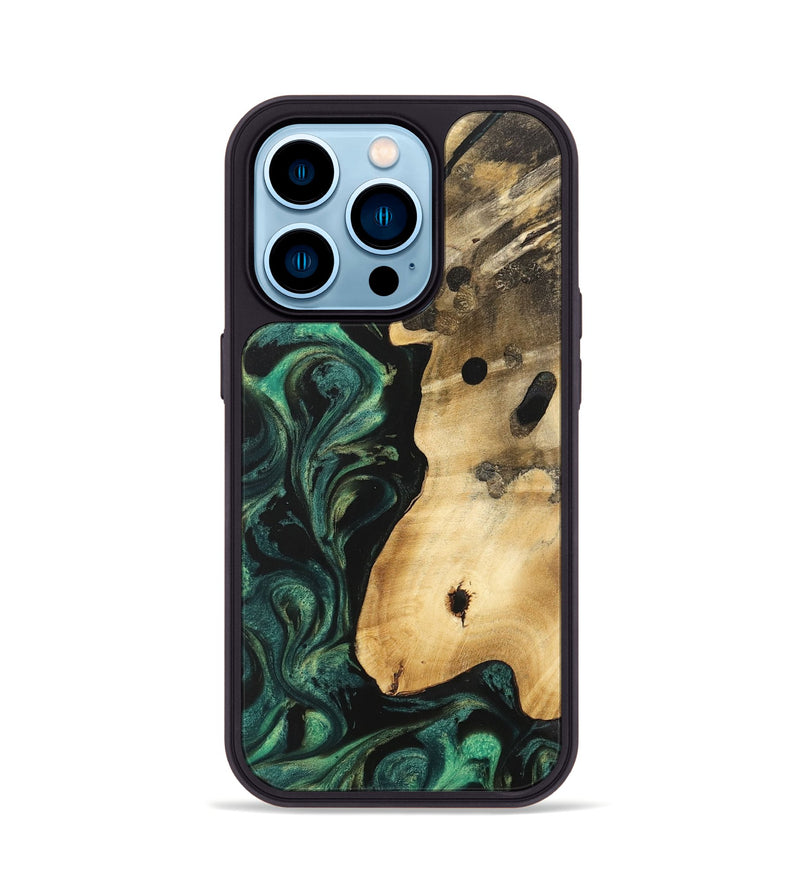 iPhone 14 Pro Wood Phone Case - Heidy (Green, 740620)