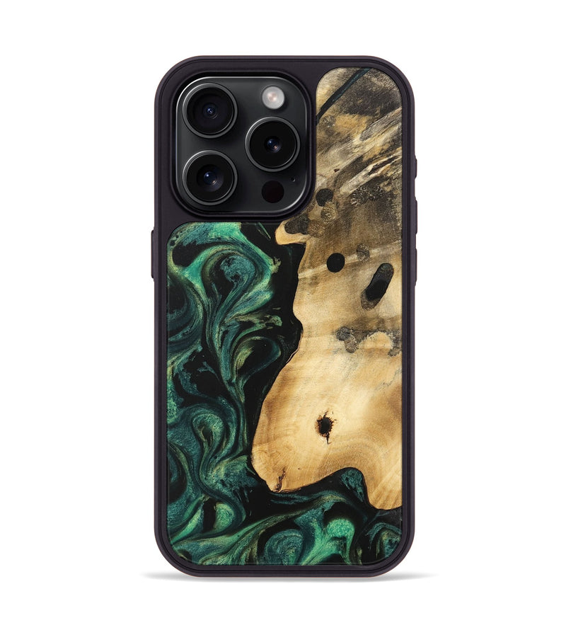 iPhone 15 Pro Wood Phone Case - Heidy (Green, 740620)