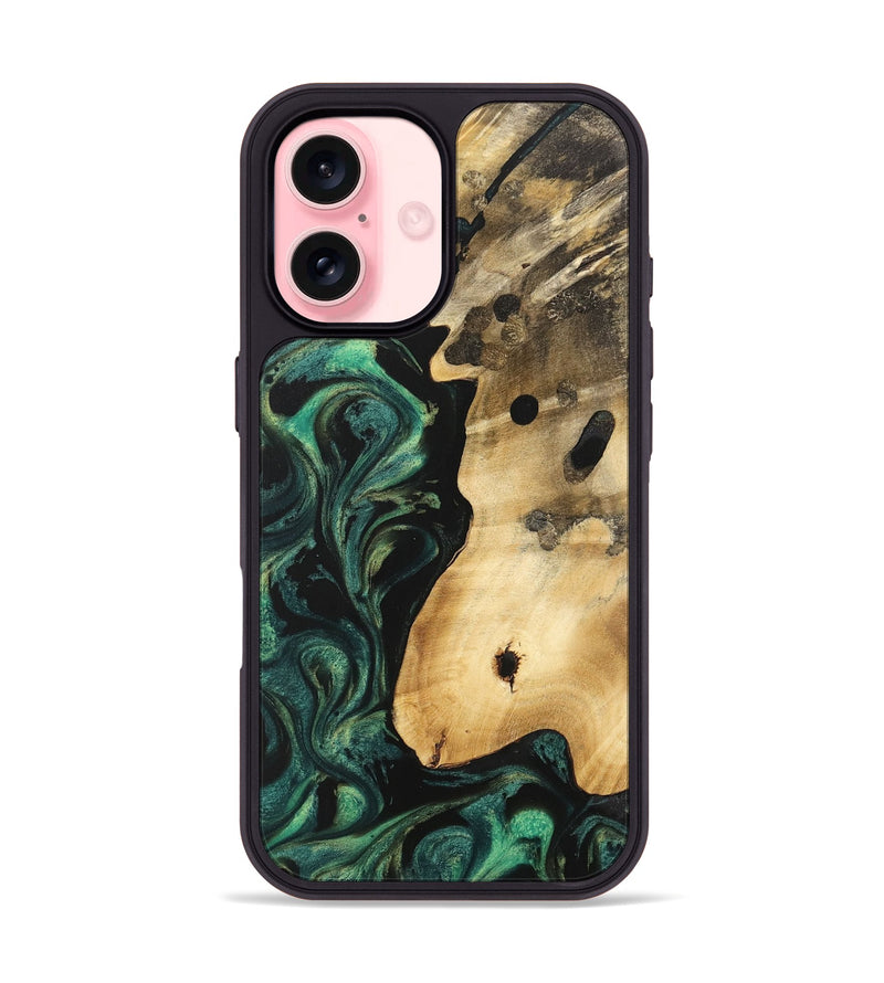 iPhone 16 Wood Phone Case - Heidy (Green, 740620)