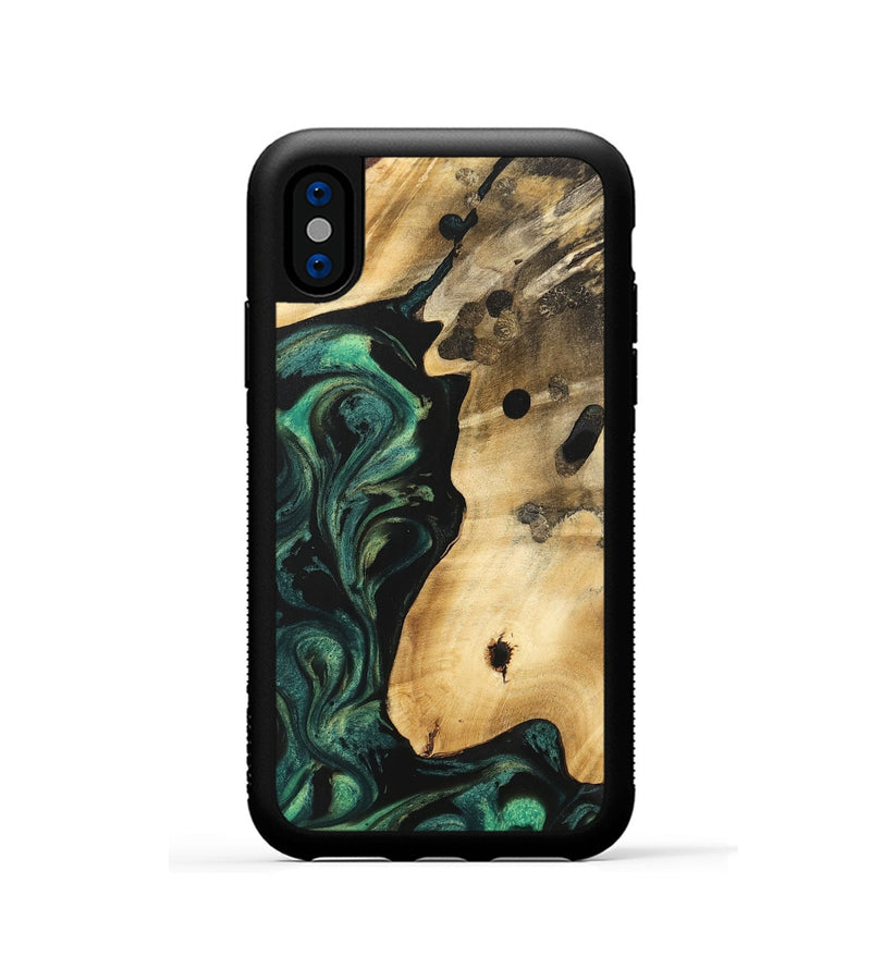 iPhone Xs Wood Phone Case - Heidy (Green, 740620)