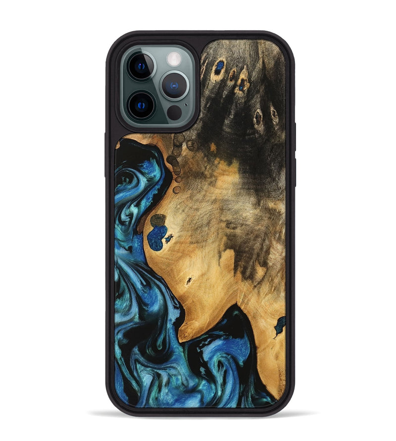 iPhone 12 Pro Max Wood Phone Case - Vernia (Blue, 740624)