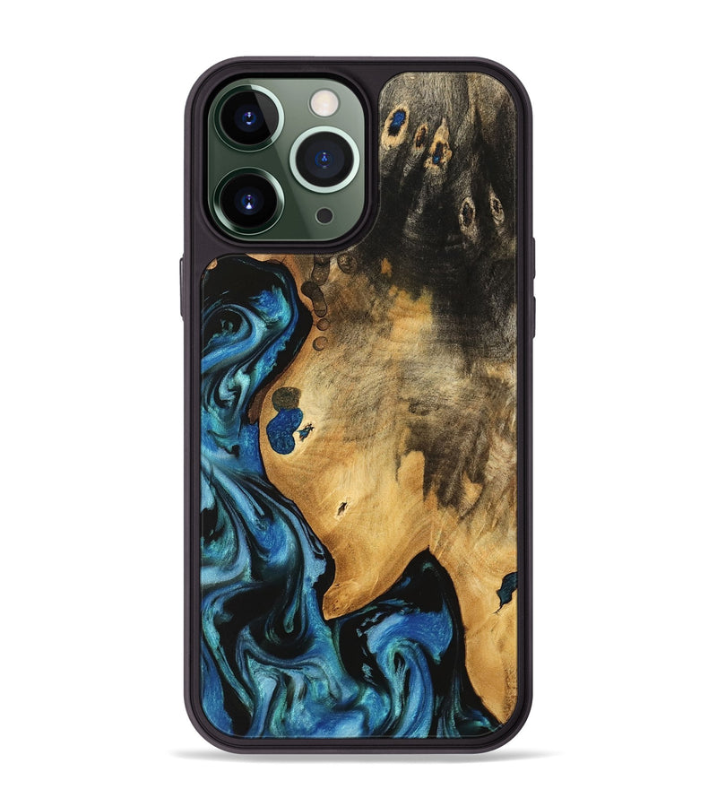 iPhone 13 Pro Max Wood Phone Case - Vernia (Blue, 740624)