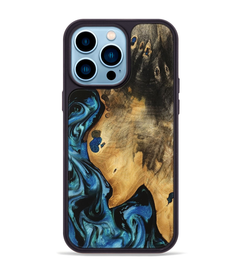 iPhone 14 Pro Max Wood Phone Case - Vernia (Blue, 740624)