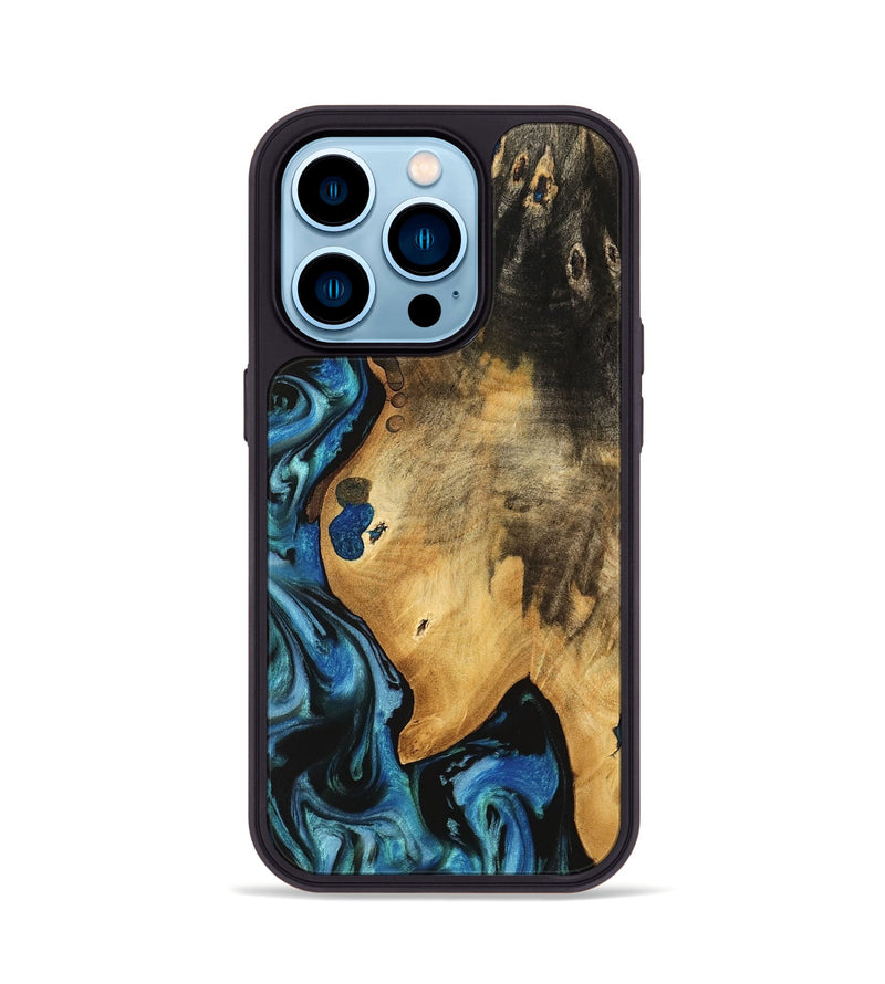 iPhone 14 Pro Wood Phone Case - Vernia (Blue, 740624)