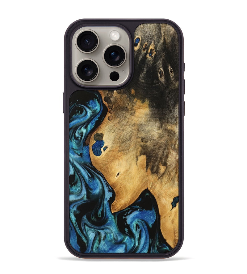 iPhone 15 Pro Max Wood Phone Case - Vernia (Blue, 740624)