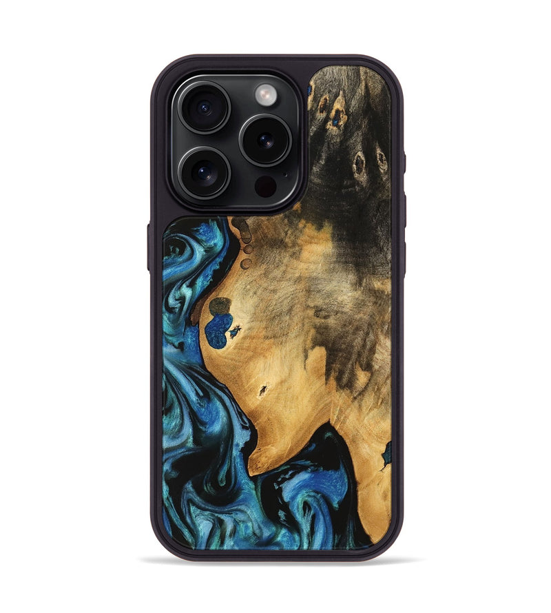 iPhone 15 Pro Wood Phone Case - Vernia (Blue, 740624)