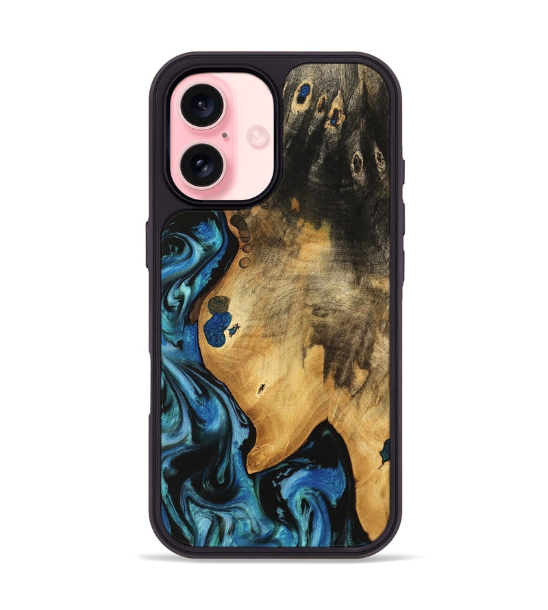 iPhone 16 Wood Phone Case - Vernia (Blue, 740624)