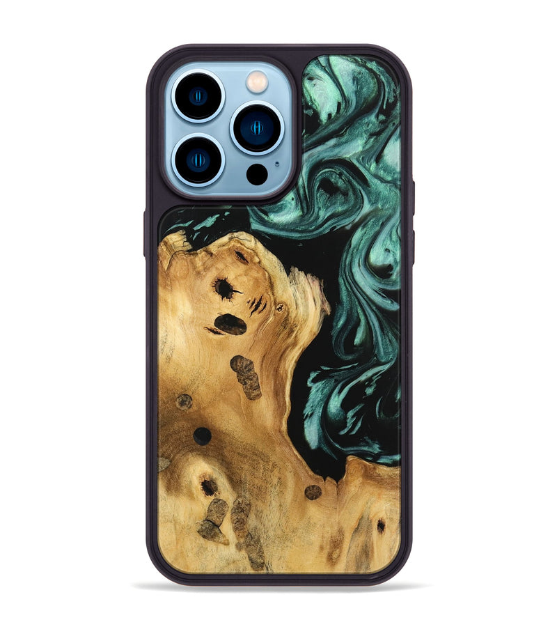 iPhone 14 Pro Max Wood Phone Case - Padma (Green, 740629)