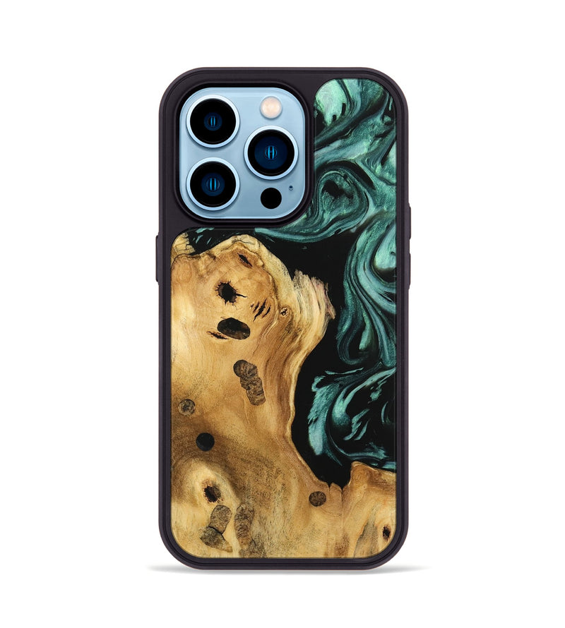 iPhone 14 Pro Wood Phone Case - Padma (Green, 740629)