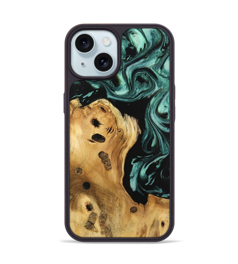 iPhone 15 Wood Phone Case - Padma (Green, 740629)