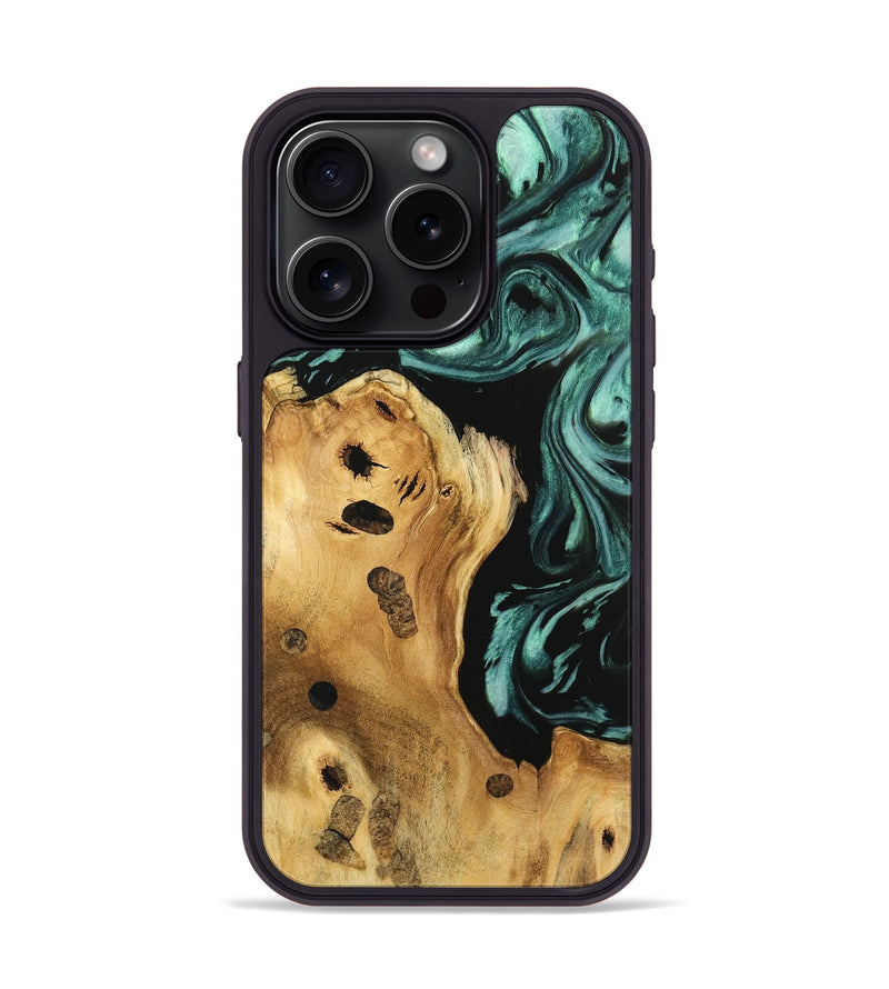 iPhone 15 Pro Wood Phone Case - Padma (Green, 740629)