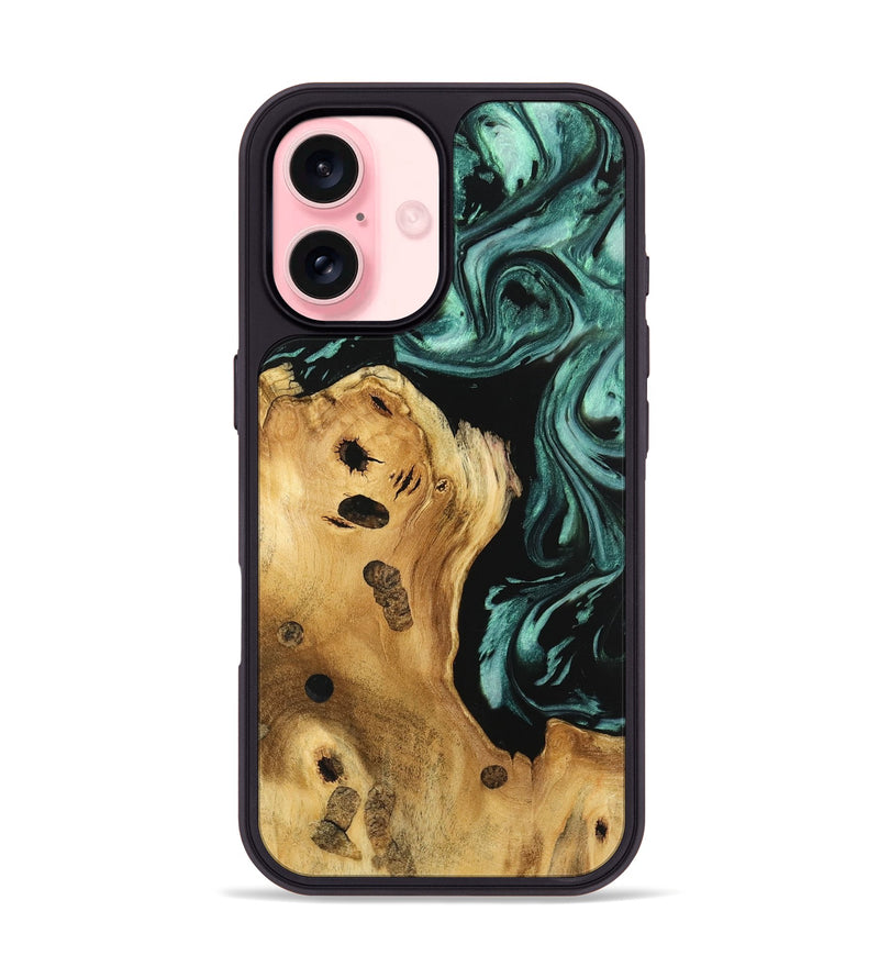 iPhone 16 Wood Phone Case - Padma (Green, 740629)