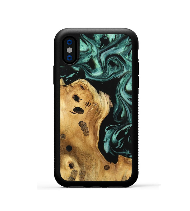 iPhone Xs Wood Phone Case - Padma (Green, 740629)