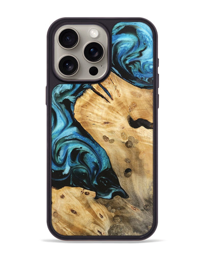 iPhone 15 Pro Max Wood Phone Case - Amandip (Blue, 740652)