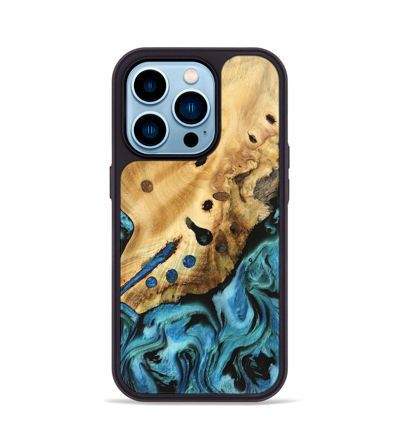 iPhone 14 Pro Wood Phone Case - Detlev (Blue, 740653)