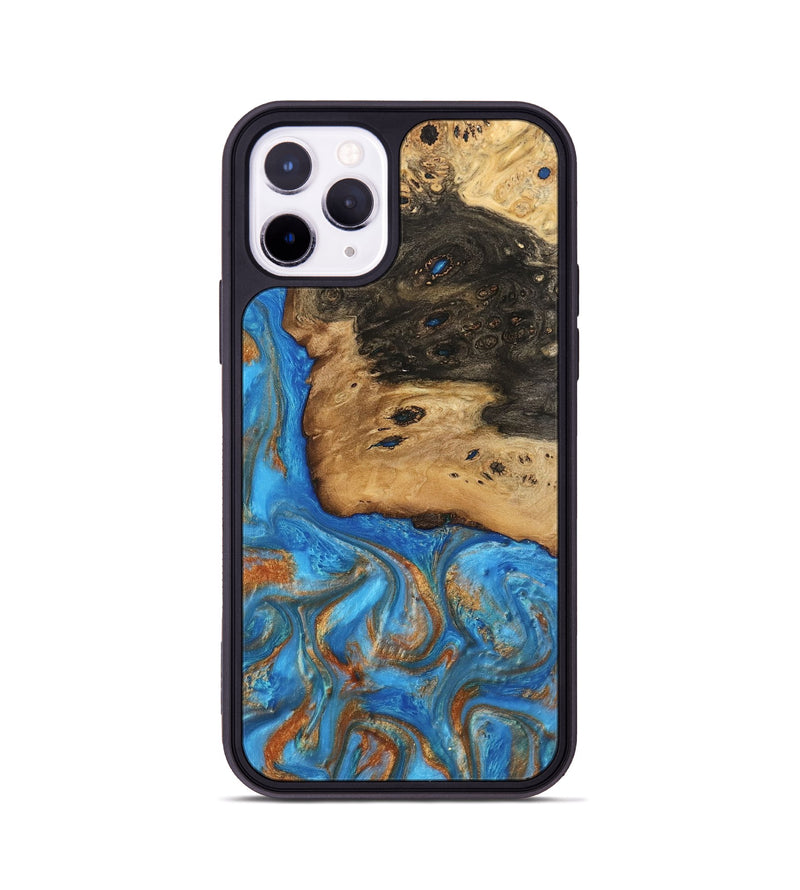 iPhone 11 Pro Wood Phone Case - Umaka (Teal & Gold, 740689)