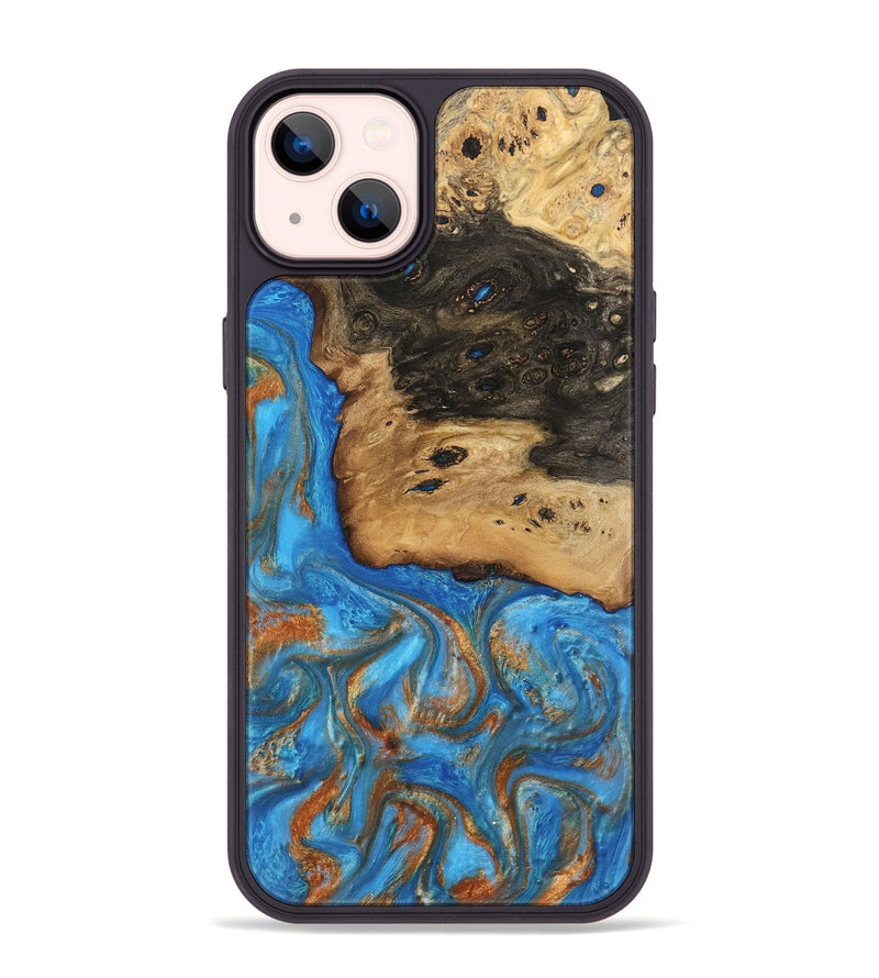 iPhone 14 Plus Wood Phone Case - Umaka (Teal & Gold, 740689)