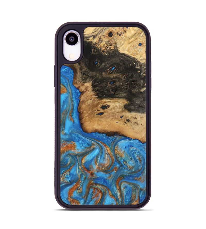 iPhone Xr Wood Phone Case - Umaka (Teal & Gold, 740689)