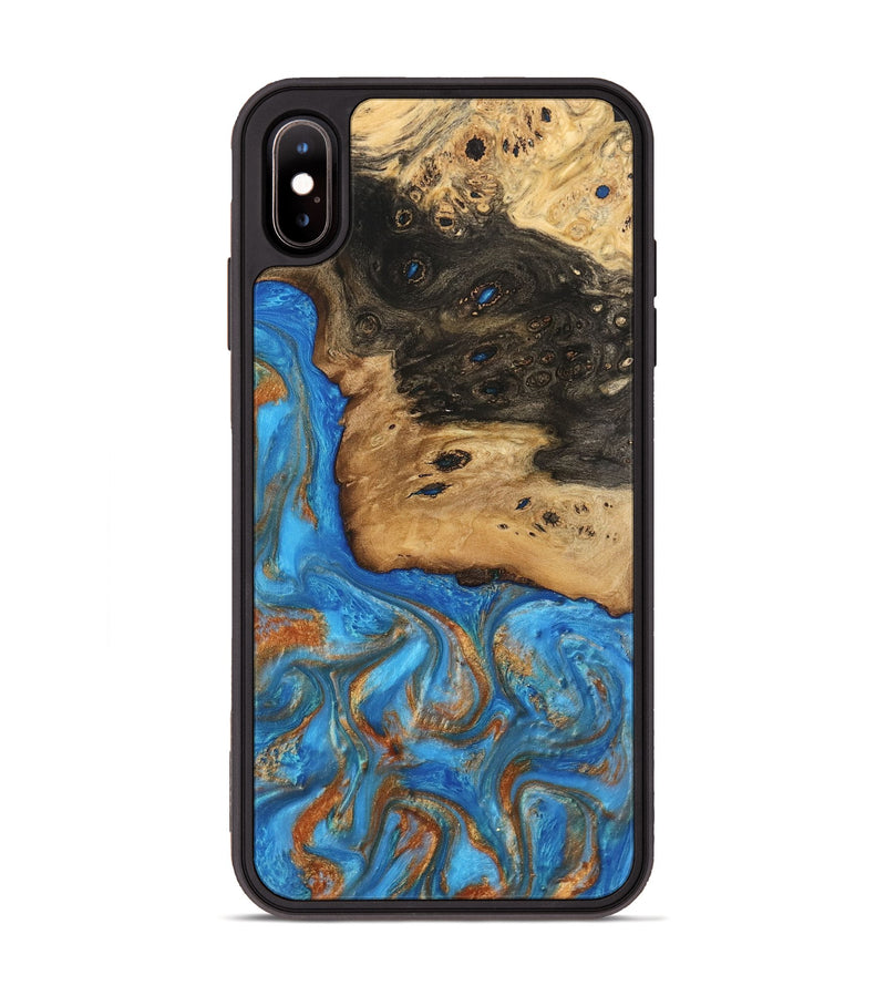 iPhone Xs Max Wood Phone Case - Umaka (Teal & Gold, 740689)