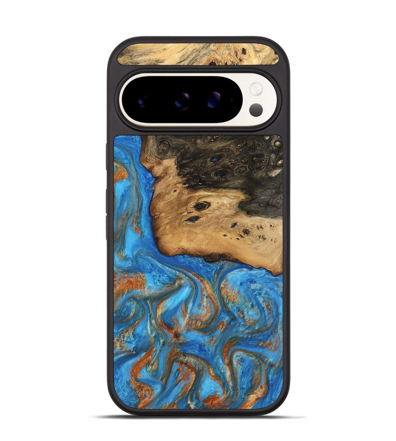 Pixel 9 Pro Wood Phone Case - Umaka (Teal & Gold, 740689)