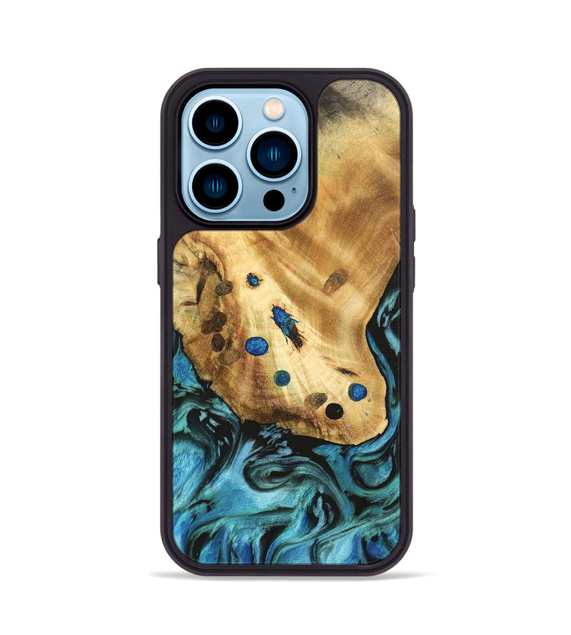 iPhone 14 Pro Wood Phone Case - Tess (Blue, 740691)