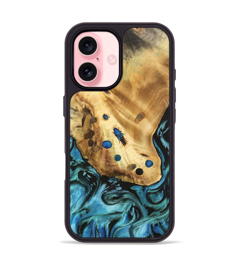 iPhone 16 Wood Phone Case - Tess (Blue, 740691)