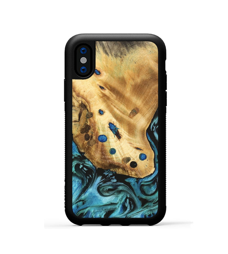 iPhone Xs Wood Phone Case - Tess (Blue, 740691)